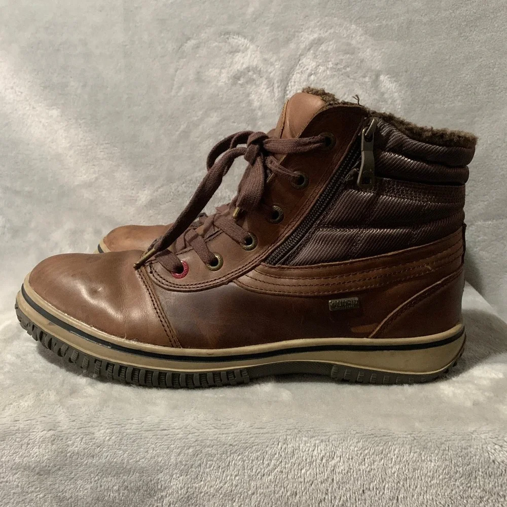Pajar Boots Men's Brown Leather‎ Insulated Waterproof Winter Snow Boots